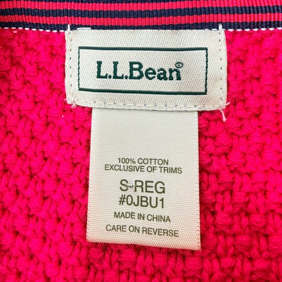 LL Bean Womens Fuchsia Pink Popcorn Knit Cotton Cardigan Sweater 0JBU1 Small - Picture 7 of 7